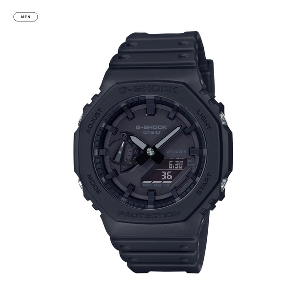 GA-2100-1A1JF all-black watch with TOKYO PLUS MEN mark