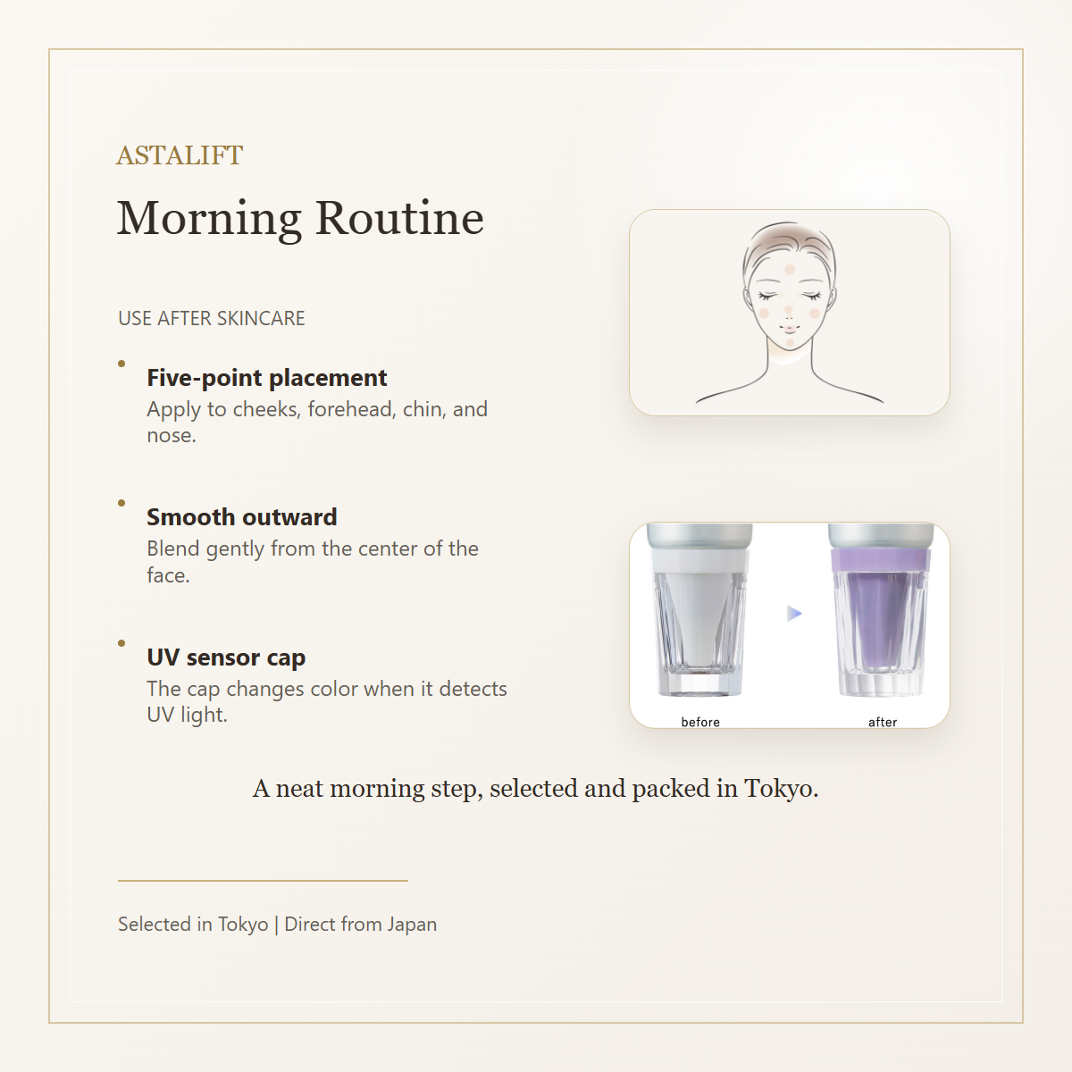 ASTALIFT D-UV Shield Tone-Up morning routine and UV sensor cap gallery image