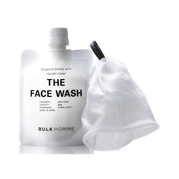 BULK HOMME THE FACE WASH 100g and THE BUBBLE NET set on white background