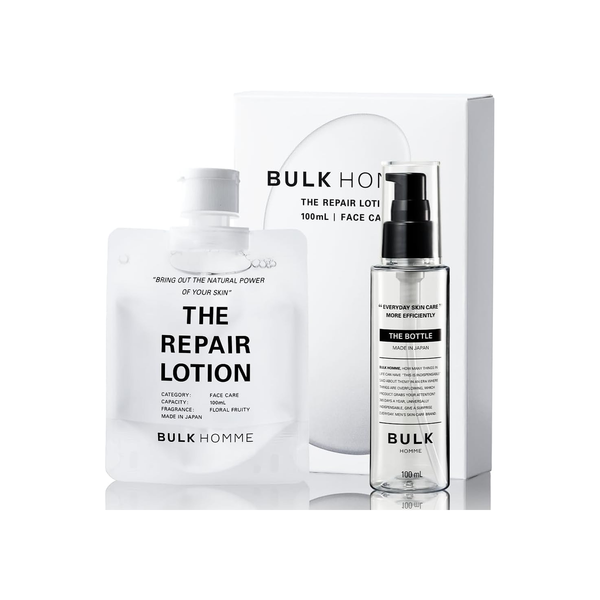 BULK HOMME THE REPAIR LOTION 100mL and THE BOTTLE set on white background
