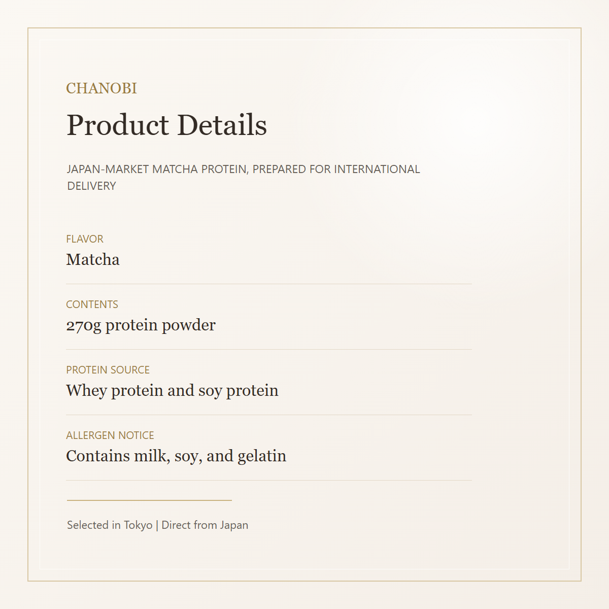 CHANOBI matcha protein product details gallery image