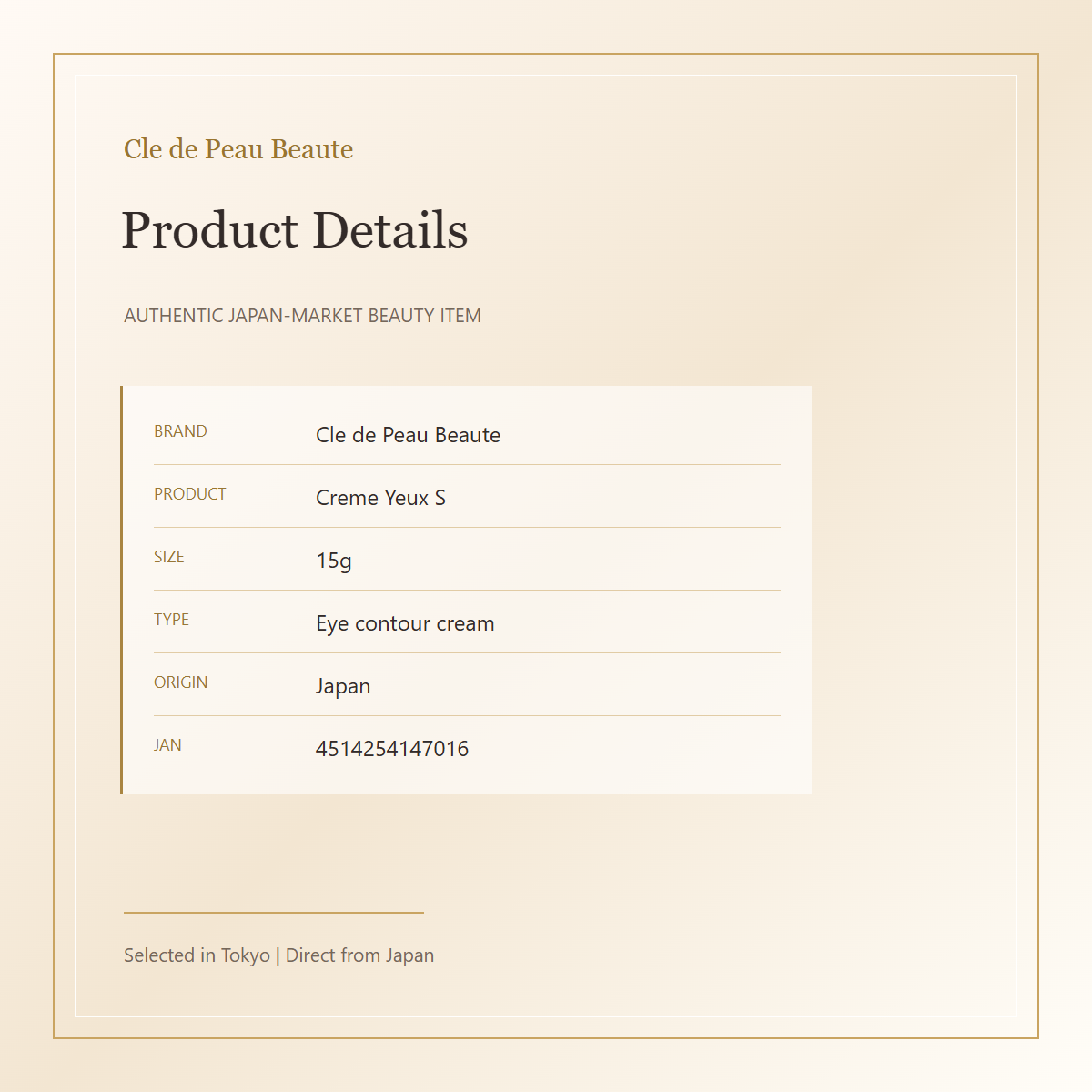 Cle de Peau Beaute Creme Yeux S 15g product details