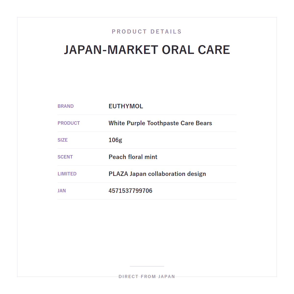 EUTHYMOL White Purple Toothpaste Care Bears 106g product details