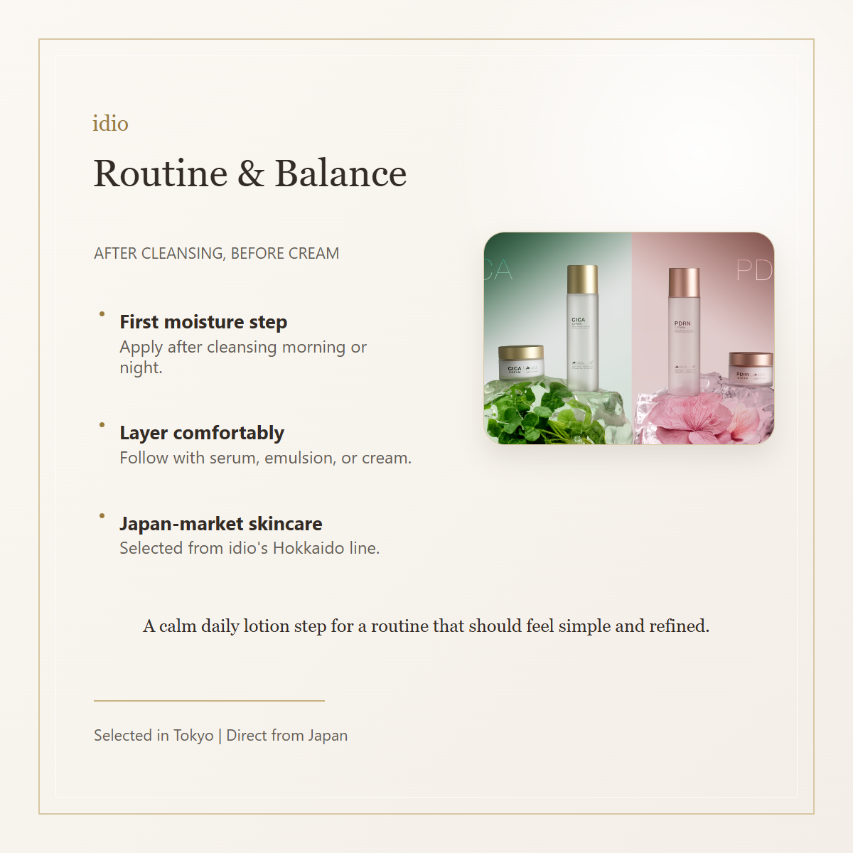 idio Hokkaido PDRN Lotion 150mL routine and balance