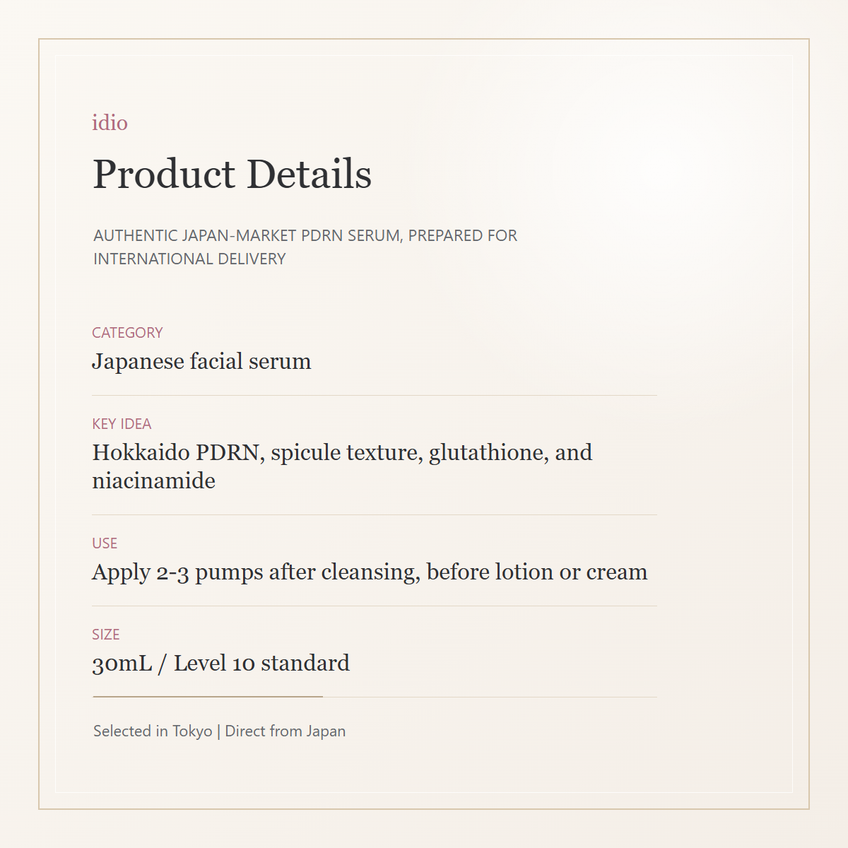 idio Hokkaido PDRN Needle Lift Serum Level 10 product details