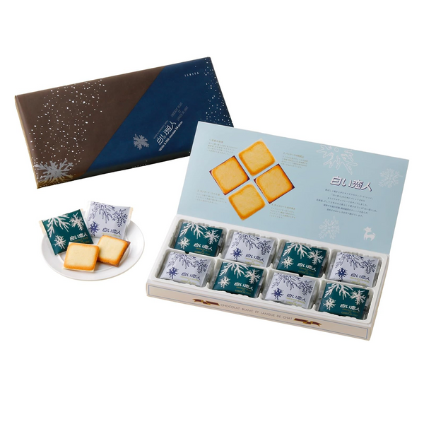 ISHIYA Shiroi Koibito Branco e Preto Caixa de 24 peças e conteúdo