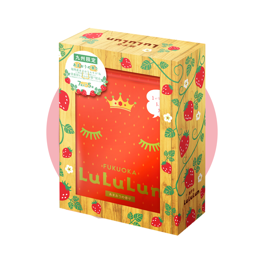Fukuoka LuLuLun Amaou Strawberry 5-pouch box, 35 sheets