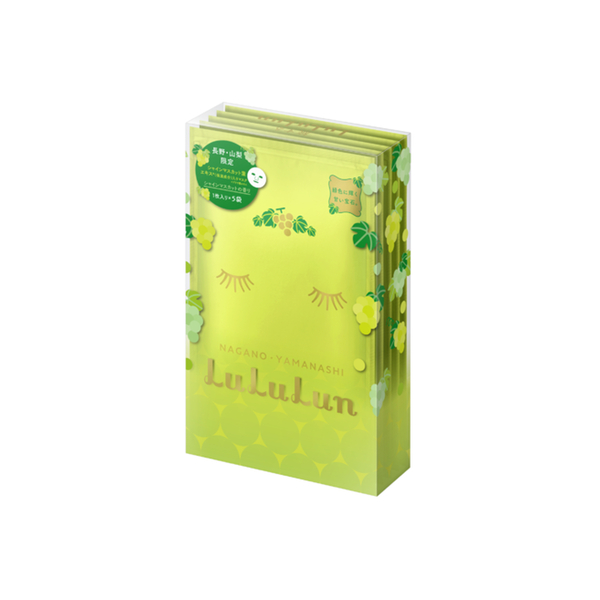LuLuLun Shine Muscat Face Mask 1 sheet x 5 pouches auf weißem Hintergrund