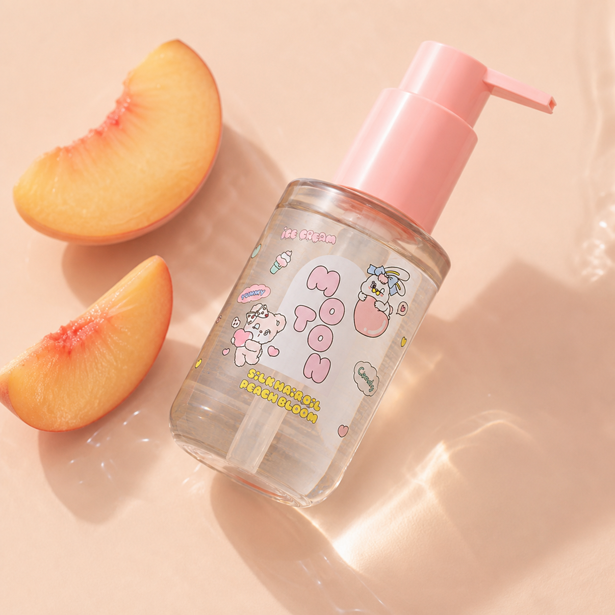MOTON MOMOREI Peach Bloom hair oil peach lifestyle image