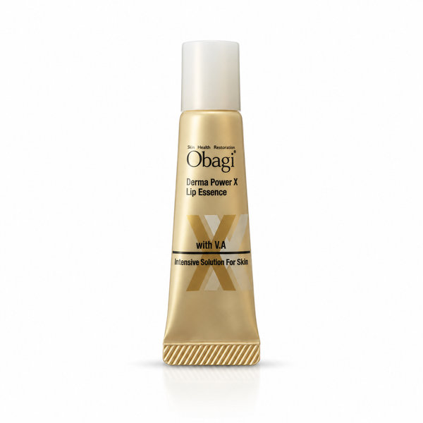Obagi Derma Power X Lip Essence 10g gold tube on white background