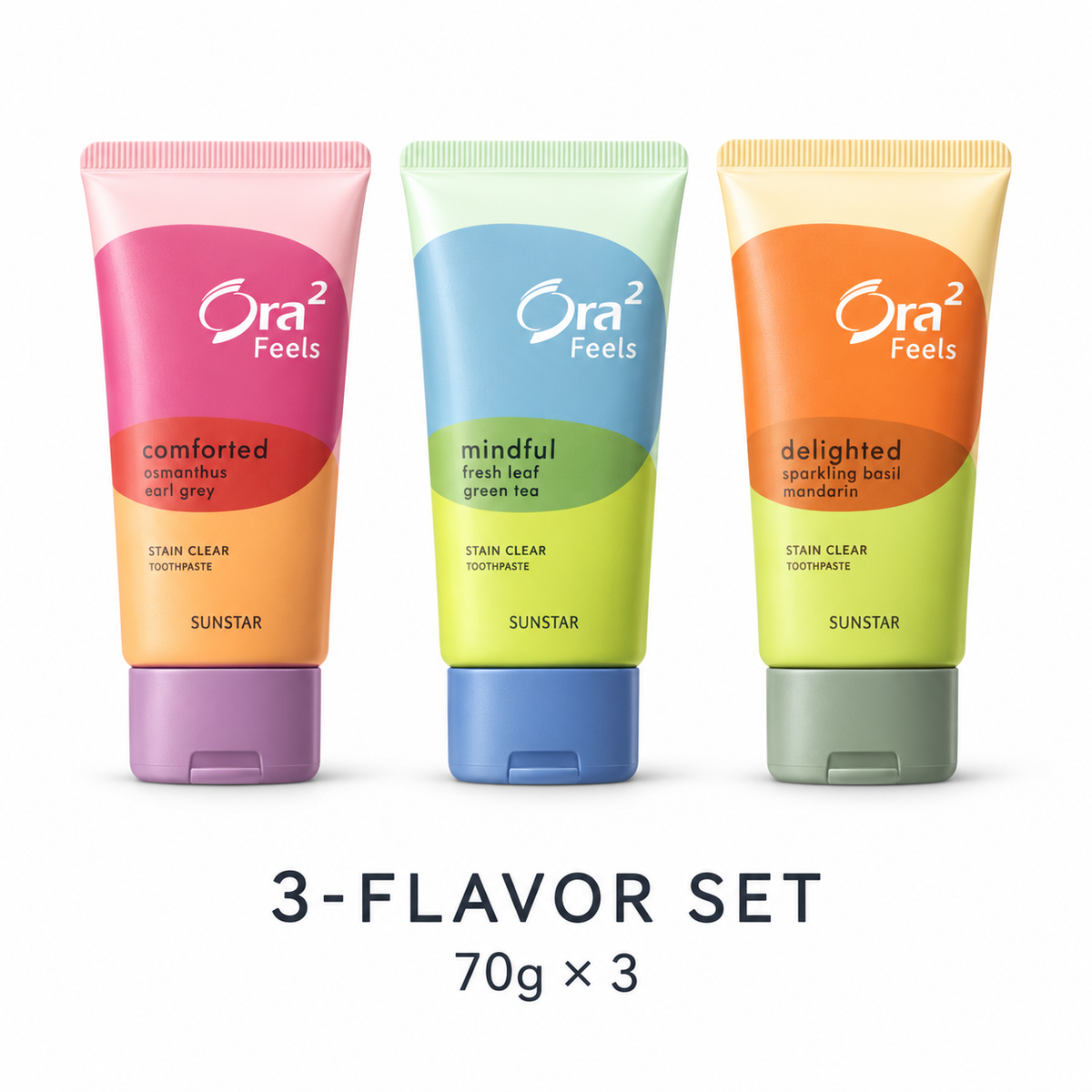 Ora2 Feels Stain Clear Toothpaste — Three full-size 70g tubes