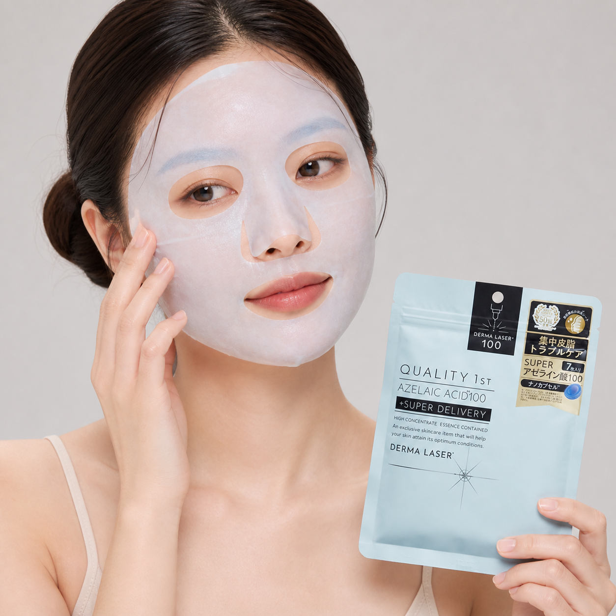 Model using QUALITY 1st DERMA LASER SUPER AZ100 MASK