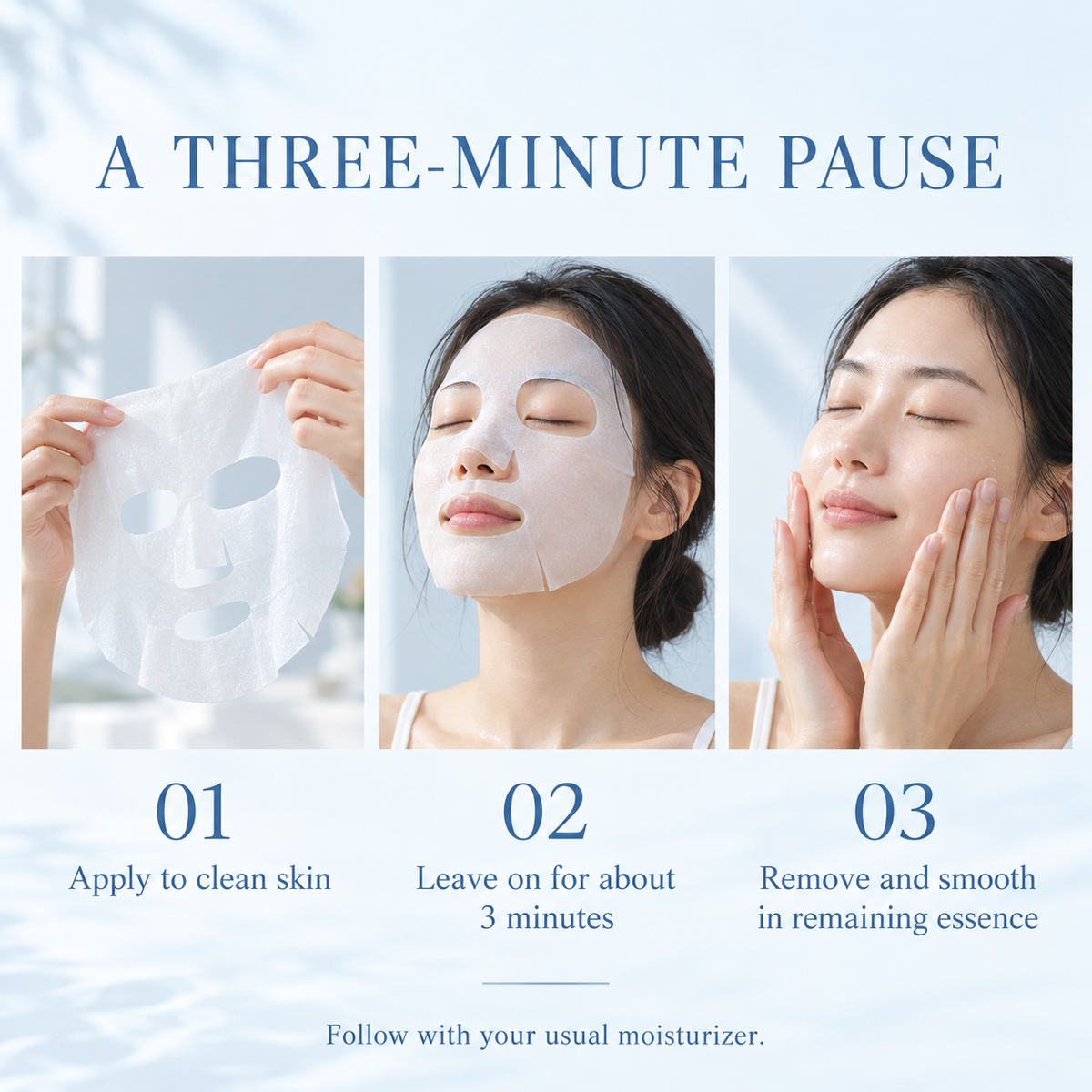 Three-minute sheet mask routine