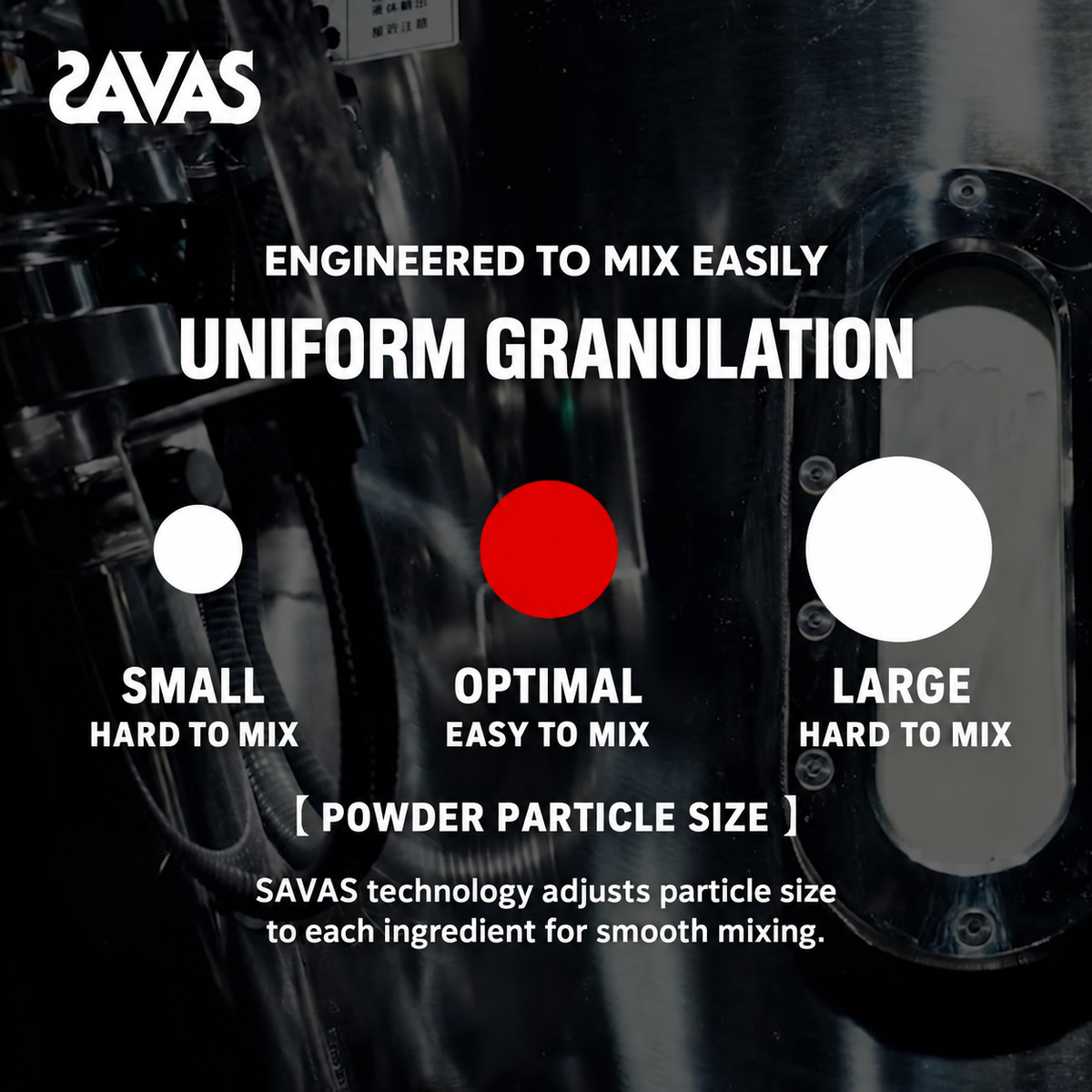 SAVAS uniform granulation for smooth mixing