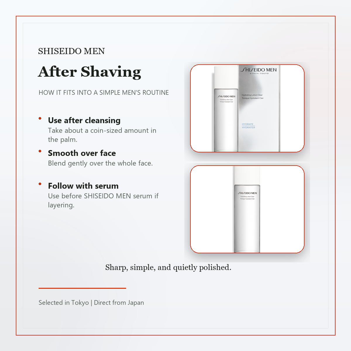 SHISEIDO MEN Hydrating Lotion C 150mL after shaving routine with light accent color
