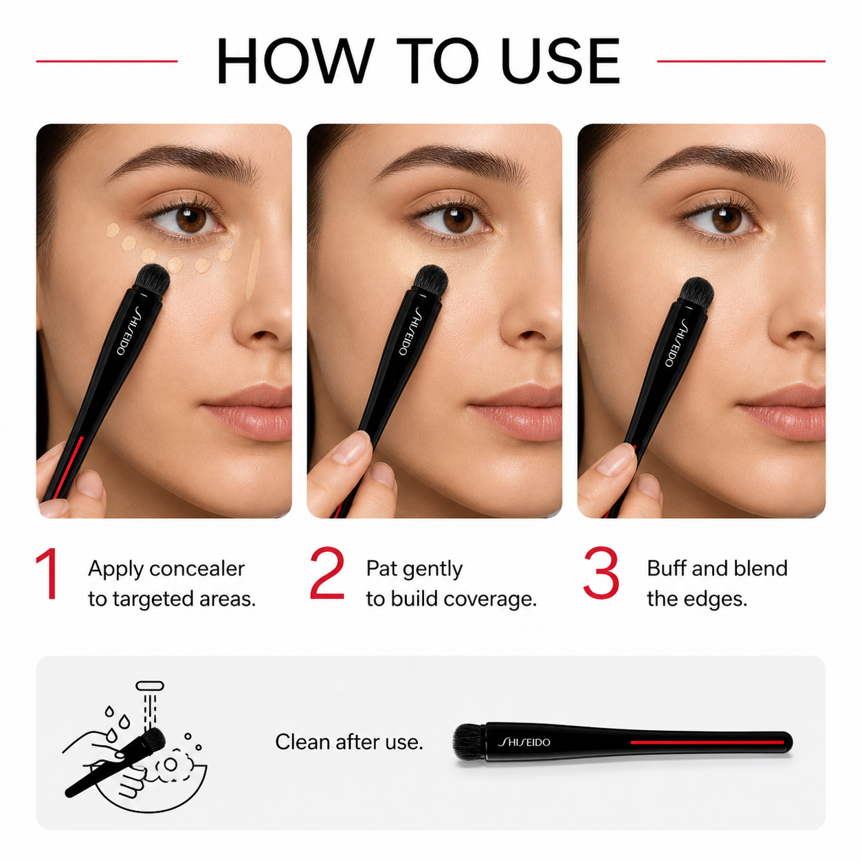 How to use SHISEIDO TSUTSU FUDE Concealer Brush