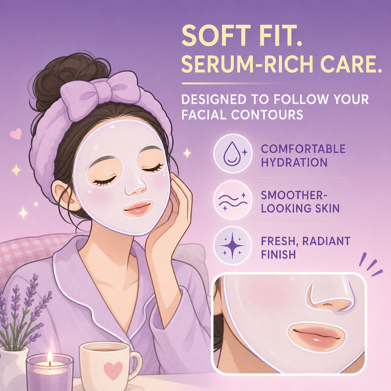soarsome Exosome Face Mask English soft fit serum-rich care feature
