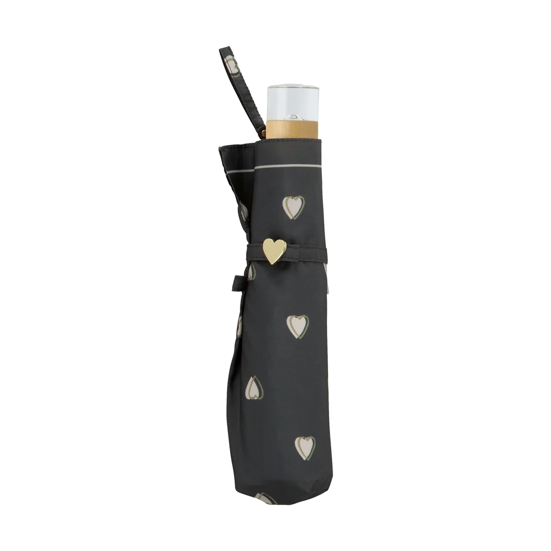 Wpc Charmy Heart Mini Umbrella Charcoal folded case