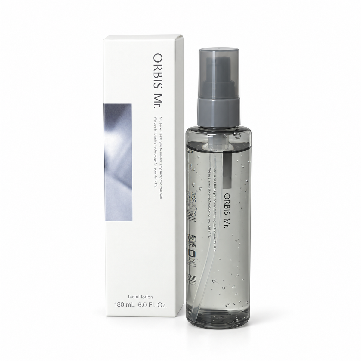 ORBIS Mr. Essence Lotion 180mL bottle and box on white background