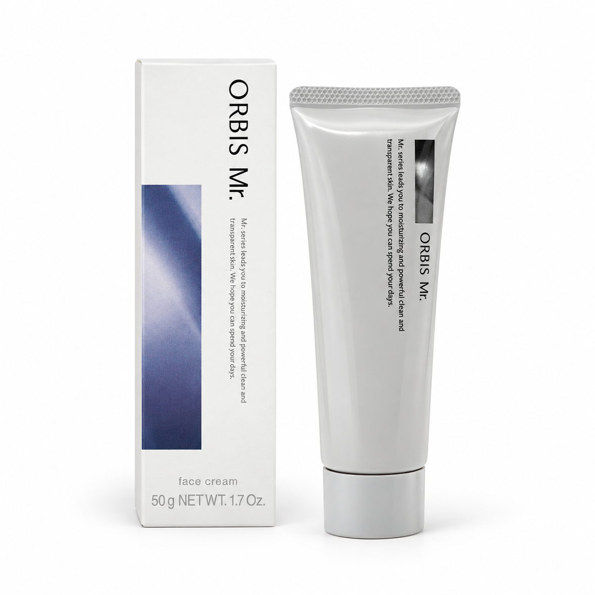 ORBIS Mr. Moisturizing Cream 50g tube and box on white background