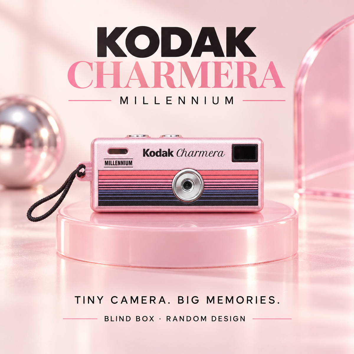 KODAK Charmera Millennium pink keychain digital camera hero