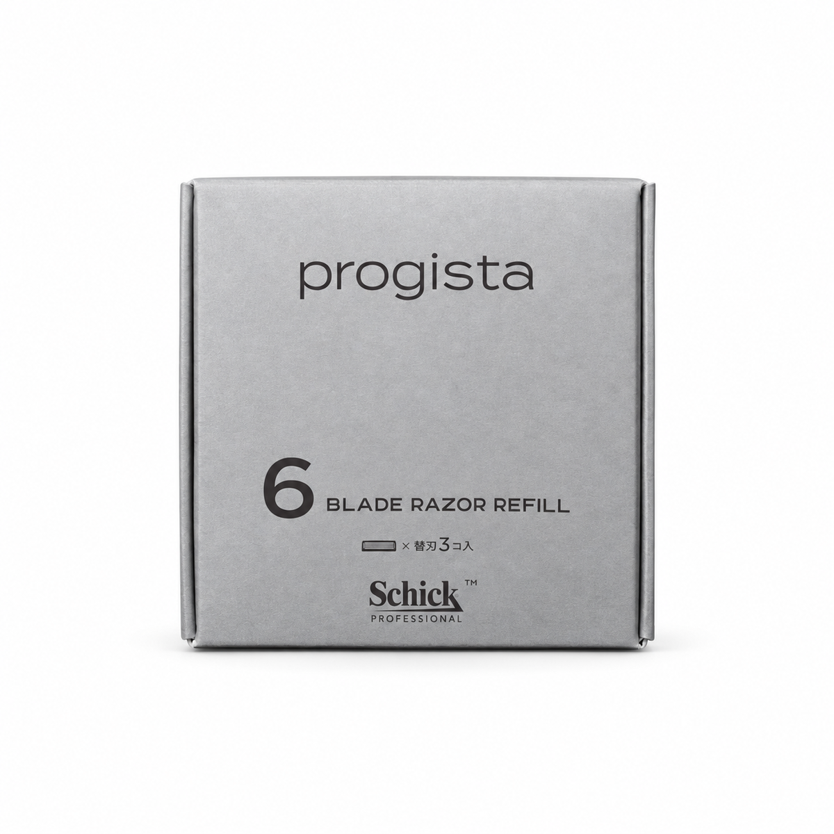 progista 6-blade razor refill 3-count box on white background