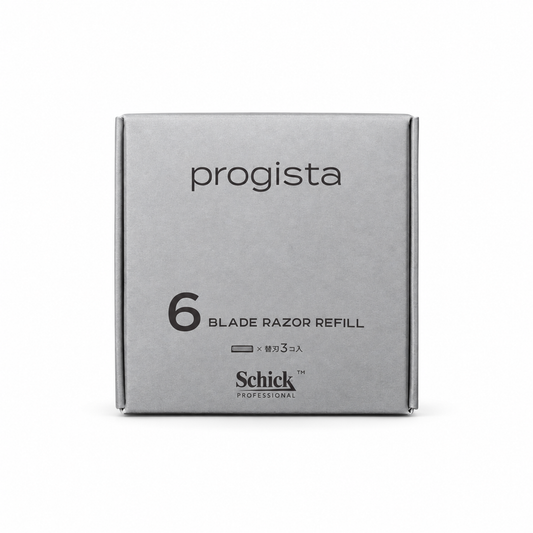 progista 6-blade razor refill 3-count box on white background