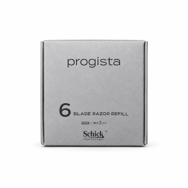 progista 6-blade razor refill 3-count box on white background