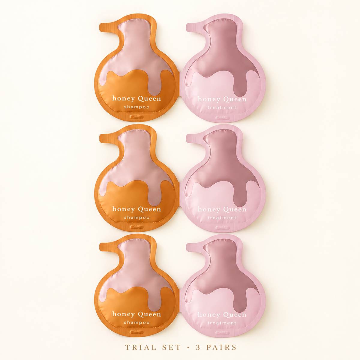 ReFa HONEY QUEEN ROSE trial set — three shampoo and treatment pairs