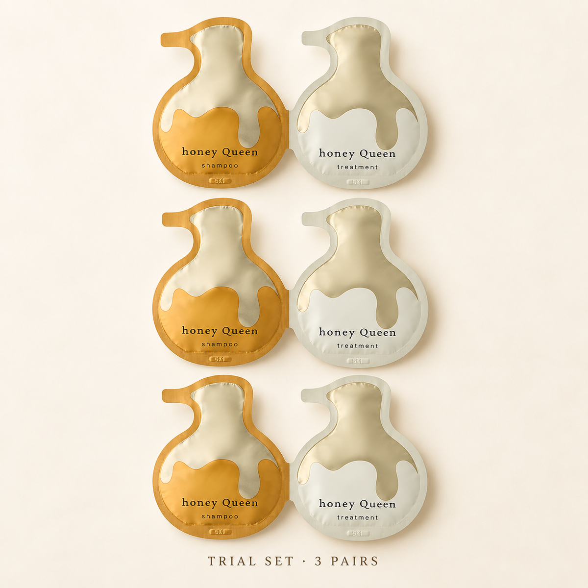 ReFa HONEY QUEEN trial set — three shampoo and treatment pairs