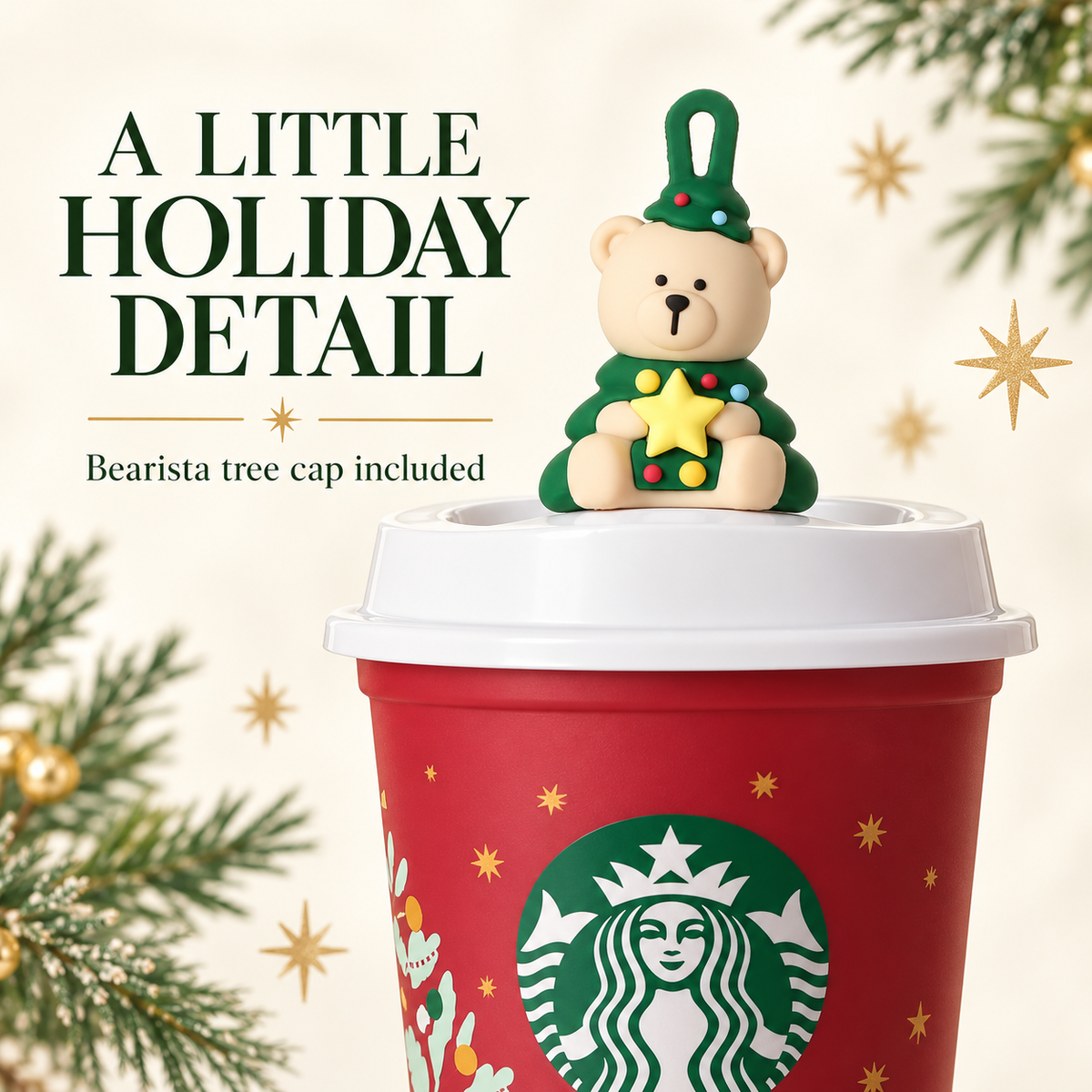 Starbucks Japan Holiday 2026 Reusable Cup Tree 473mL + Bearista Tree Cap