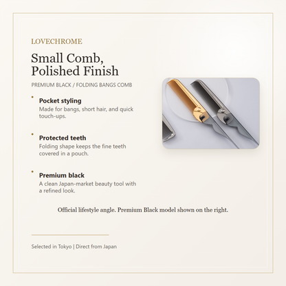 LOVECHROME PG Bangs Comb Premium Black alternate angle with Premium Black model