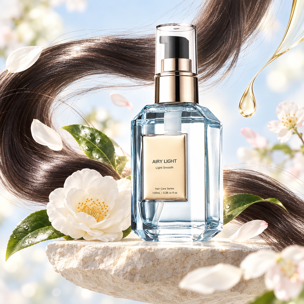 NILE Airy Light Hair Oil with camellia and Apple Fleur visual