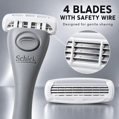 Four blades with safety wire