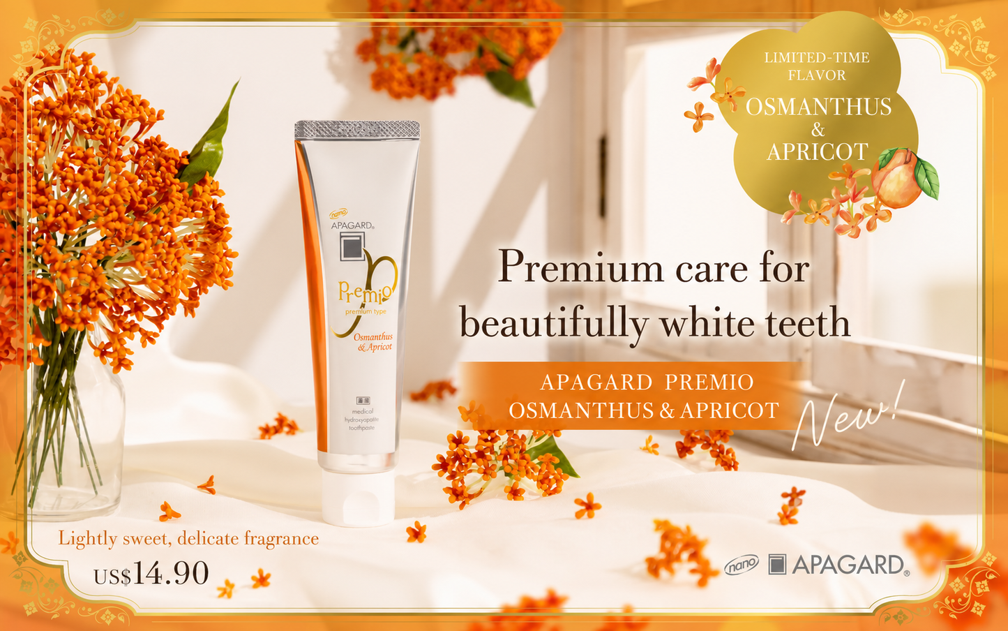 APAGARD PREMIO Osmanthus & Apricot premium flavor banner