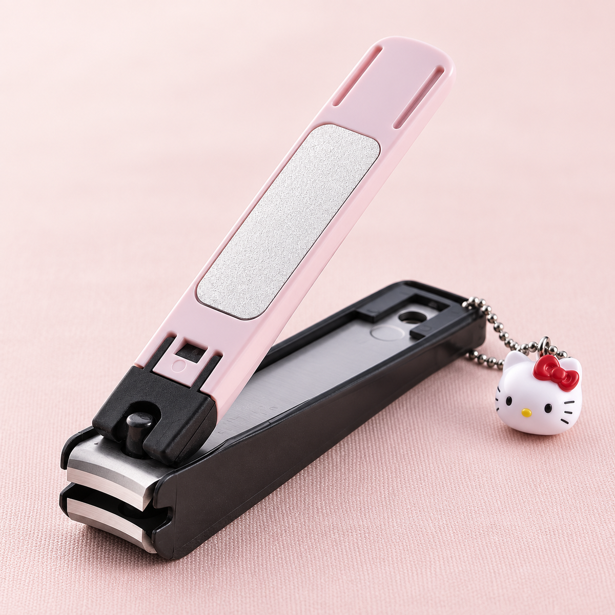 KAI Hello Kitty nail clipper curved blade, catcher and nail file