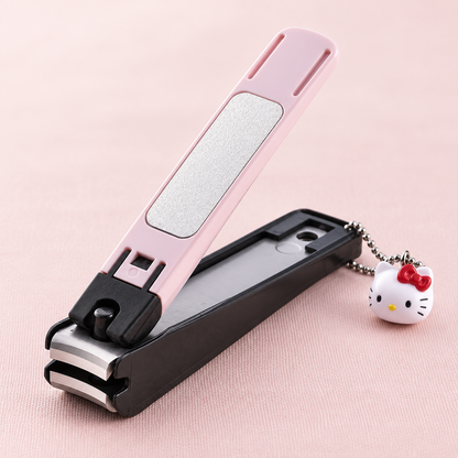 KAI Hello Kitty nail clipper curved blade, catcher and nail file