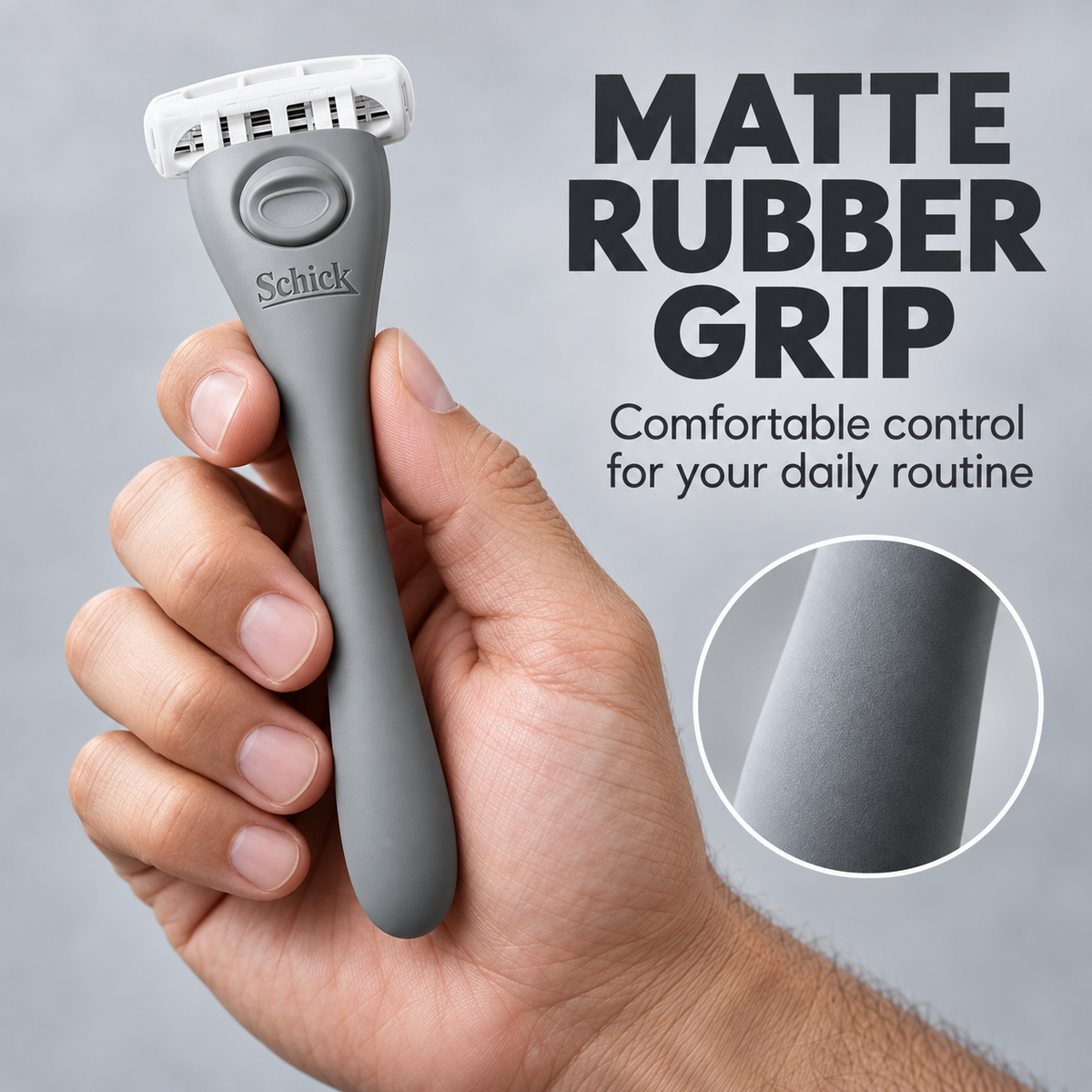 Matte rubber grip for comfortable control