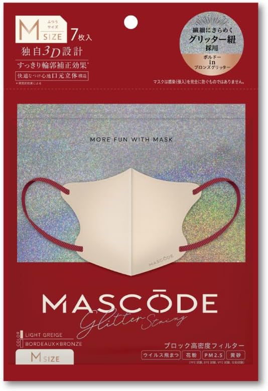 MASCODE 3D Glitter Mask 4-Color Selection 7 Sheets