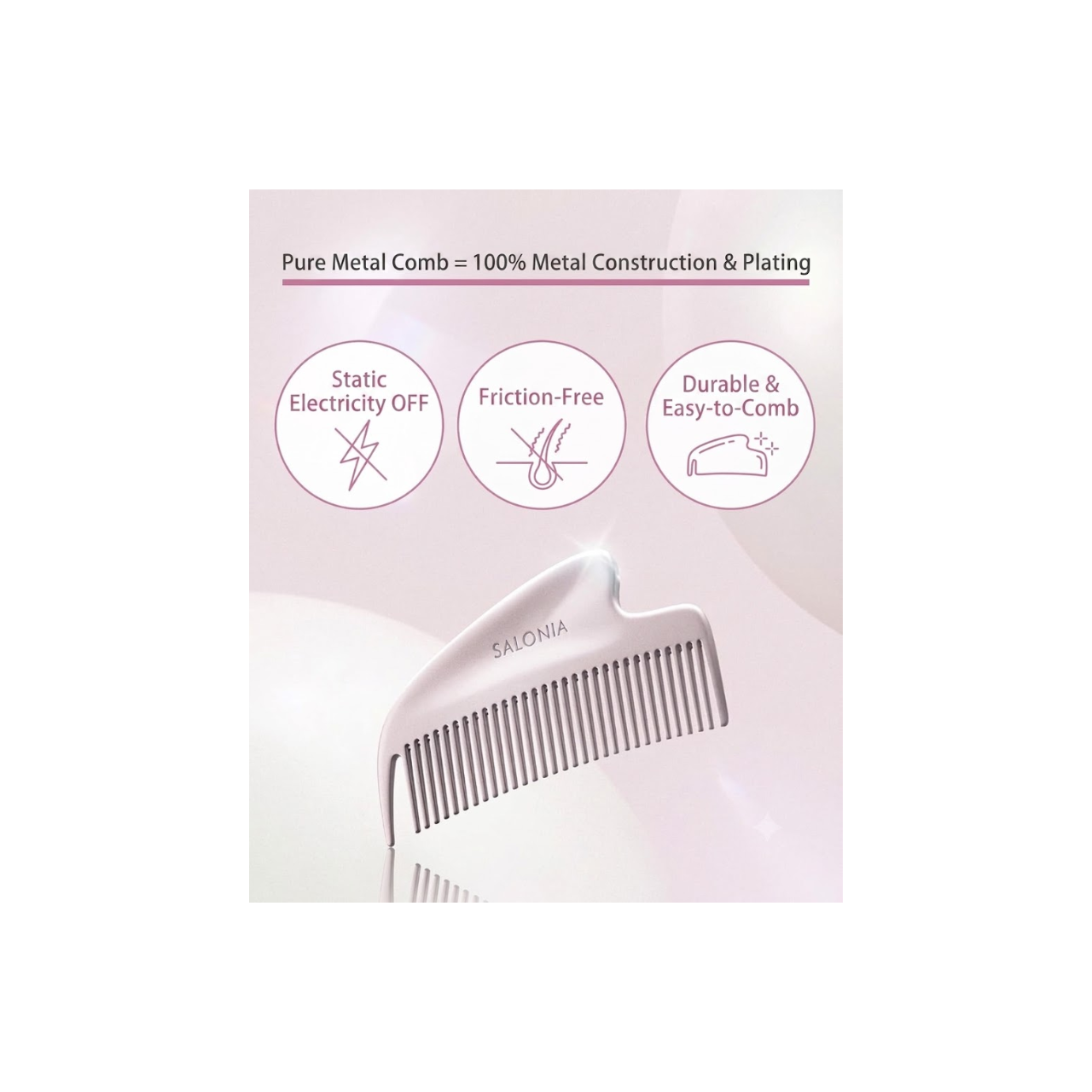 SALONIA Glossy Care Metal Kassa Comb