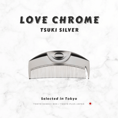 LOVE CHROME (R) F TSUKI SILVER | Japanese Compact Hair Comb