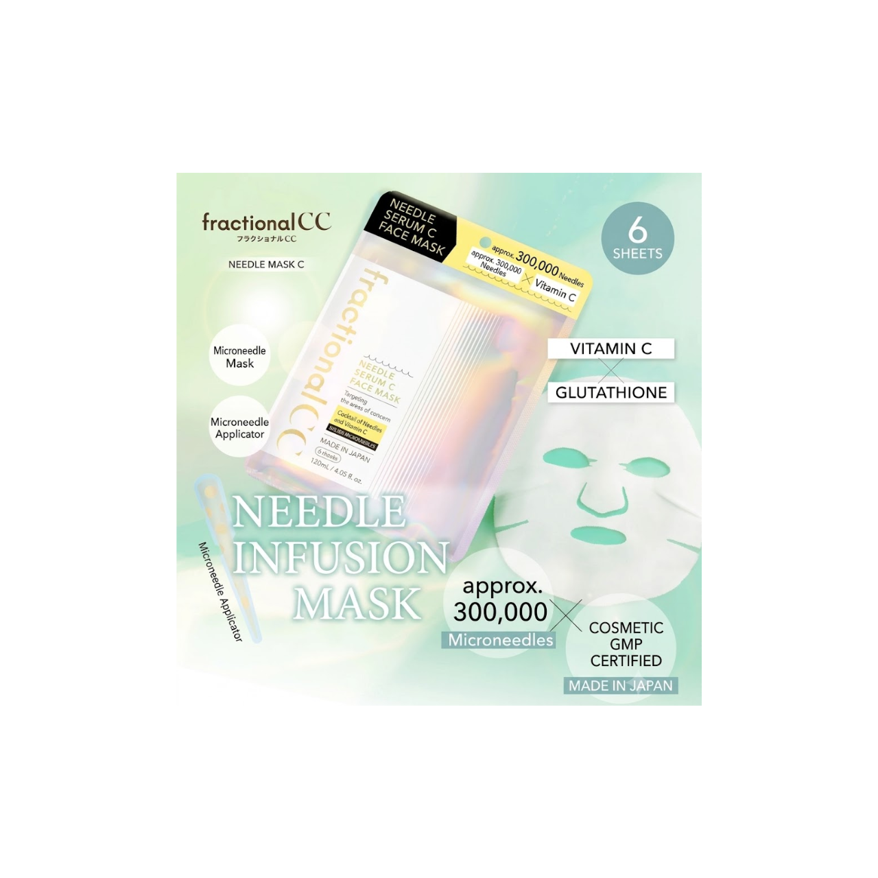 fractional CC Needle Mask C Vitamin C Sheet Mask 6 Sheets