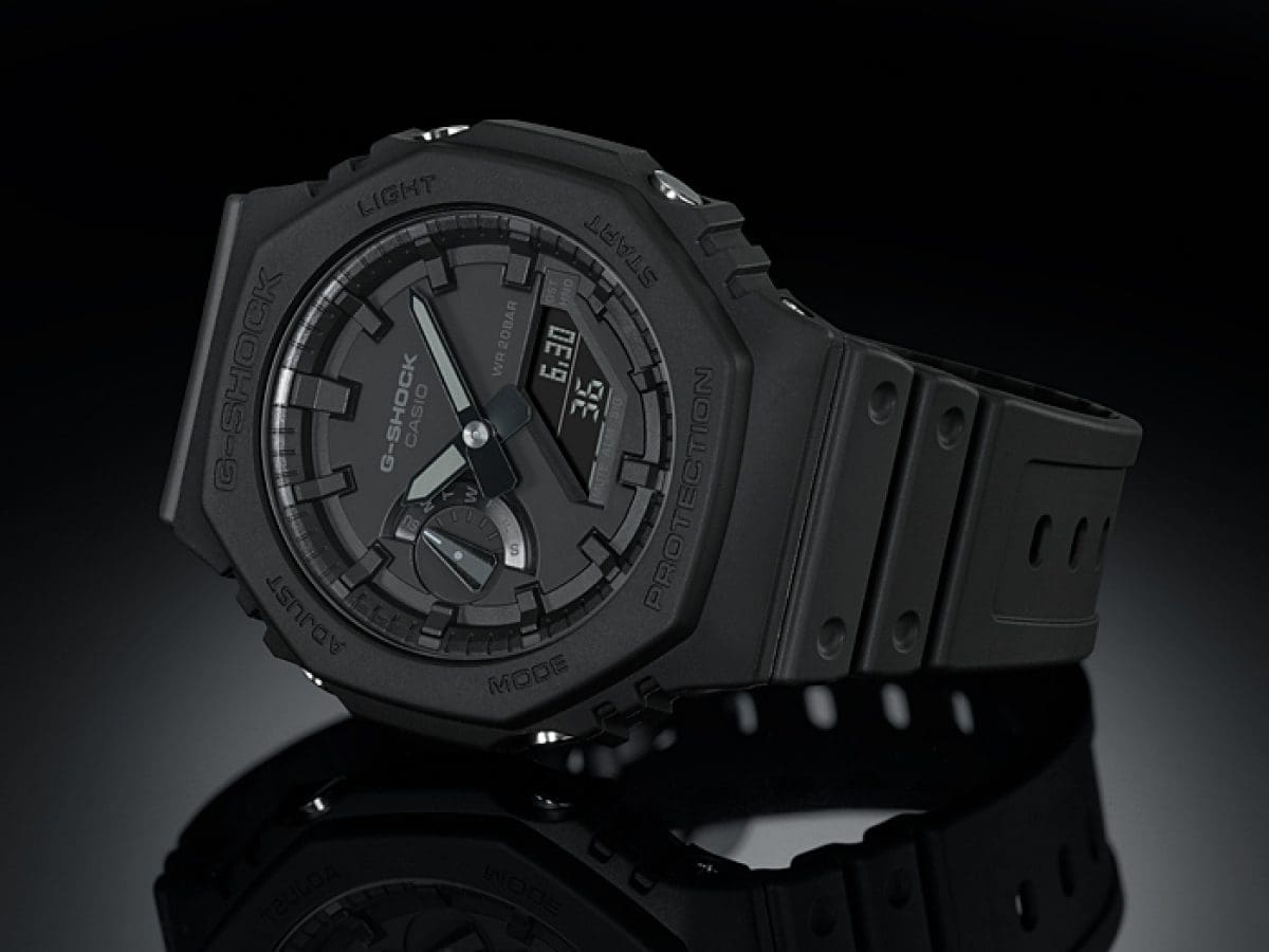 GA-2100-1A1JF angled case and dial detail