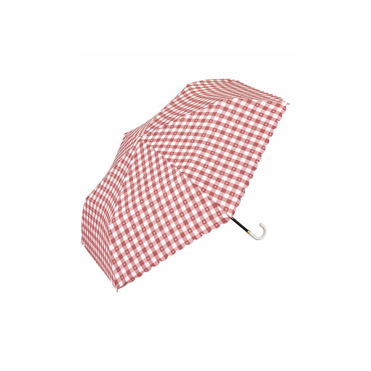 Wpc. Gingham Heart Mini Folding Umbrella