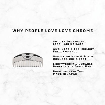 LOVE CHROME (R) F TETSUKI SILVER | Japanese Handle Hair Comb