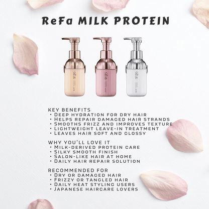 ReFa MILK PROTEIN Leche de tratamiento para el baño | Reparación de cabello japonés premium | 3 tipos
