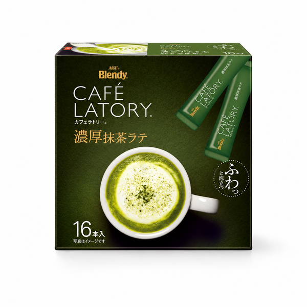 AGF Blendy Café Latory Rich Matcha Latte 16 sticks box on white