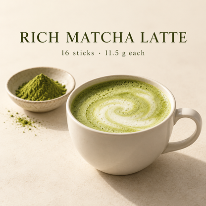 Rich matcha latte, 16 sticks of 11.5 grams each
