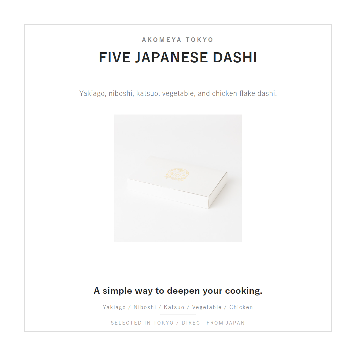AKOMEYA TOKYO five dashi types