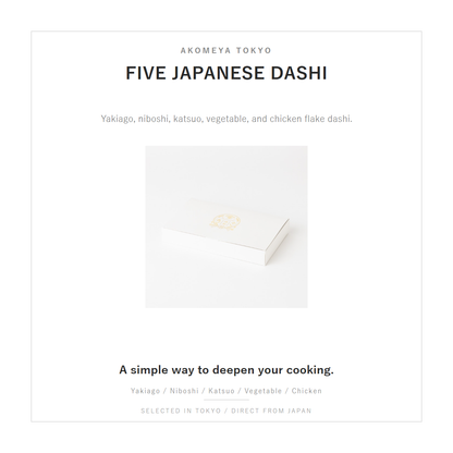 AKOMEYA TOKYO five dashi types
